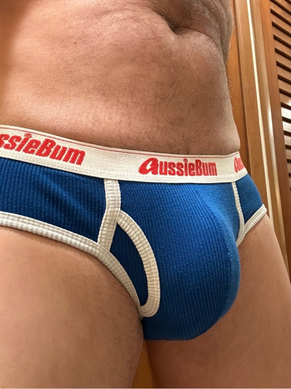 AussieBum Blue Ribbed Briefs with white Contrast